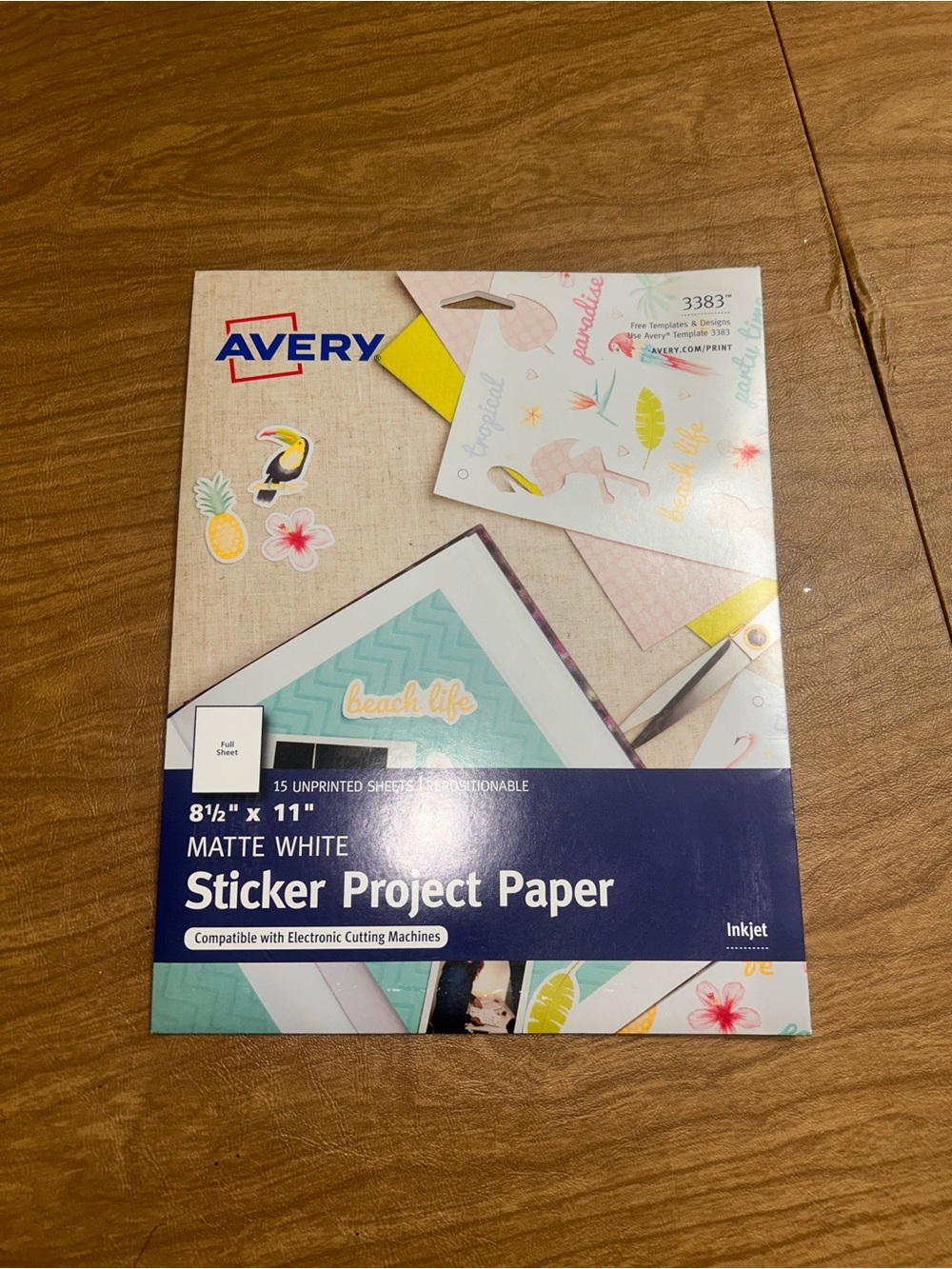 Avery Matte White Sticker Project Paper with Blue Accents